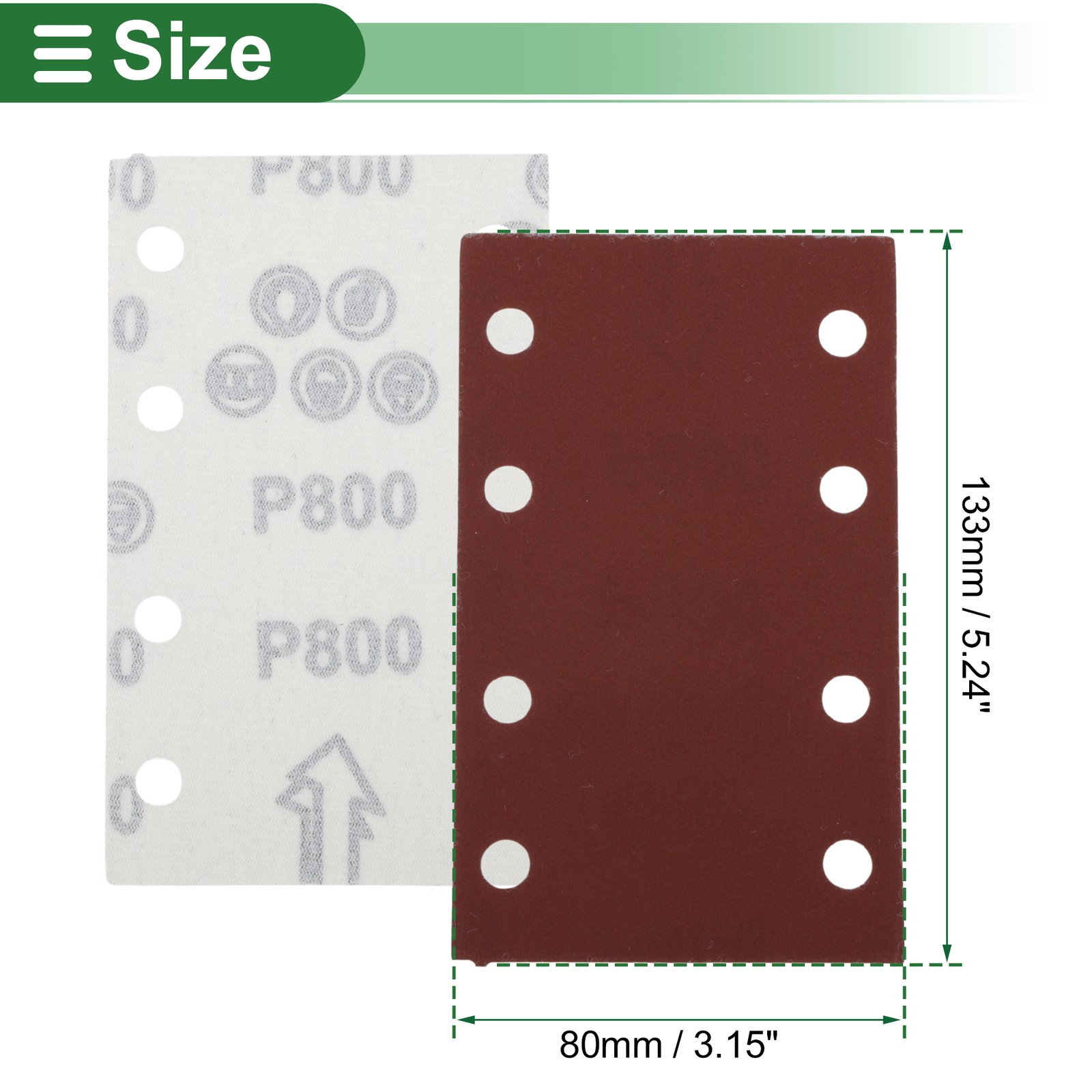 Sandpaper 8 Hole 800 Grit Hook and Loop Sanding Sheets Aluminum Oxide Red