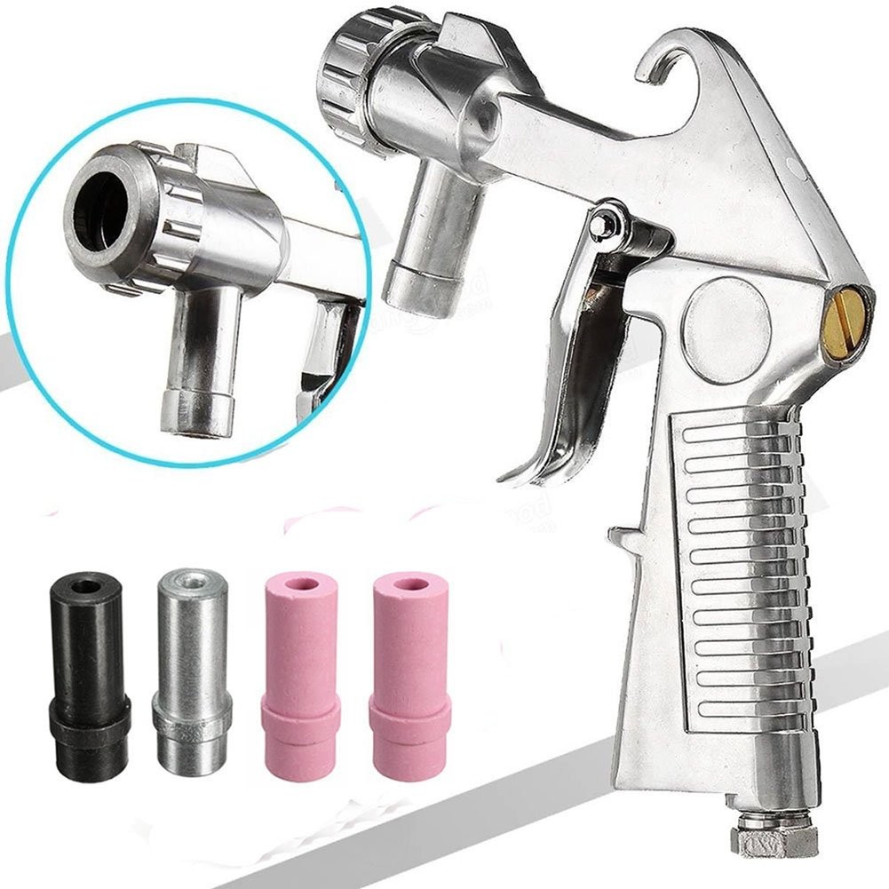 Jewboer Sand Blaster Gun,Sandblasting Sandblaster Gun Kit 135x150mm, Silver