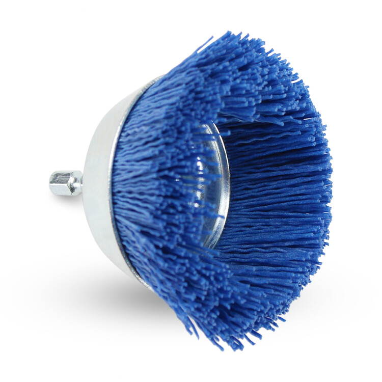 BHA 3″ Nylon Wire Cup Brush with 1/4″ Hex Shank for Drill or Die Grinder