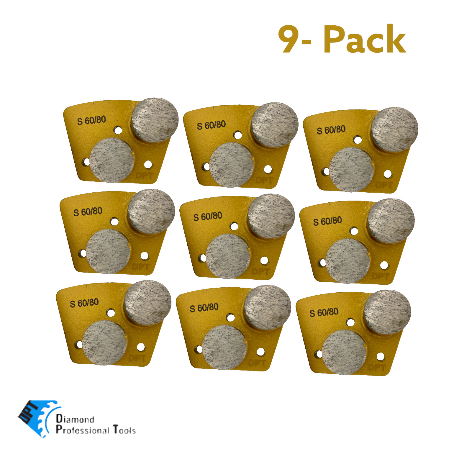 9 Pack Trapezoidal Grinding Discs for Concrete Floor Grinders Soft Bond 60 Grit