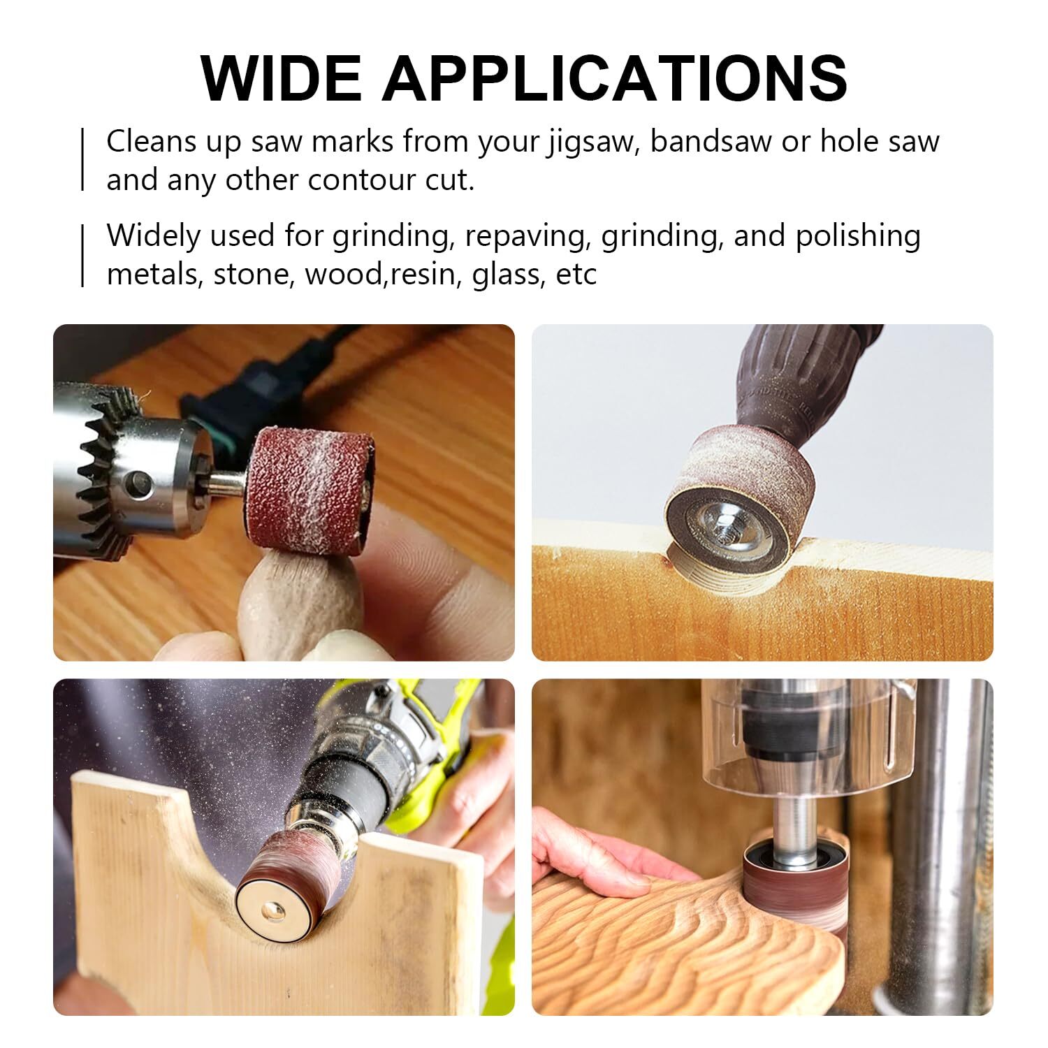 16-Pack Sanding Drums & Spindle Sanding Sleeves – 60 80 120 Grit – 2-Inch Length