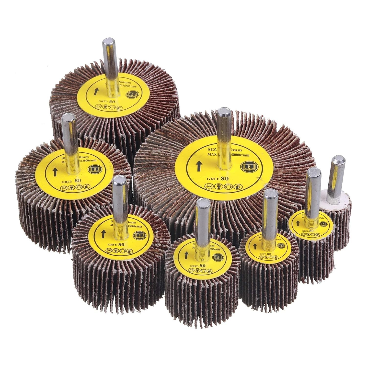 Versatile 40 Piece Abrasive Flap Wheel Set for Die Grinders | 80 Grit Efficiency