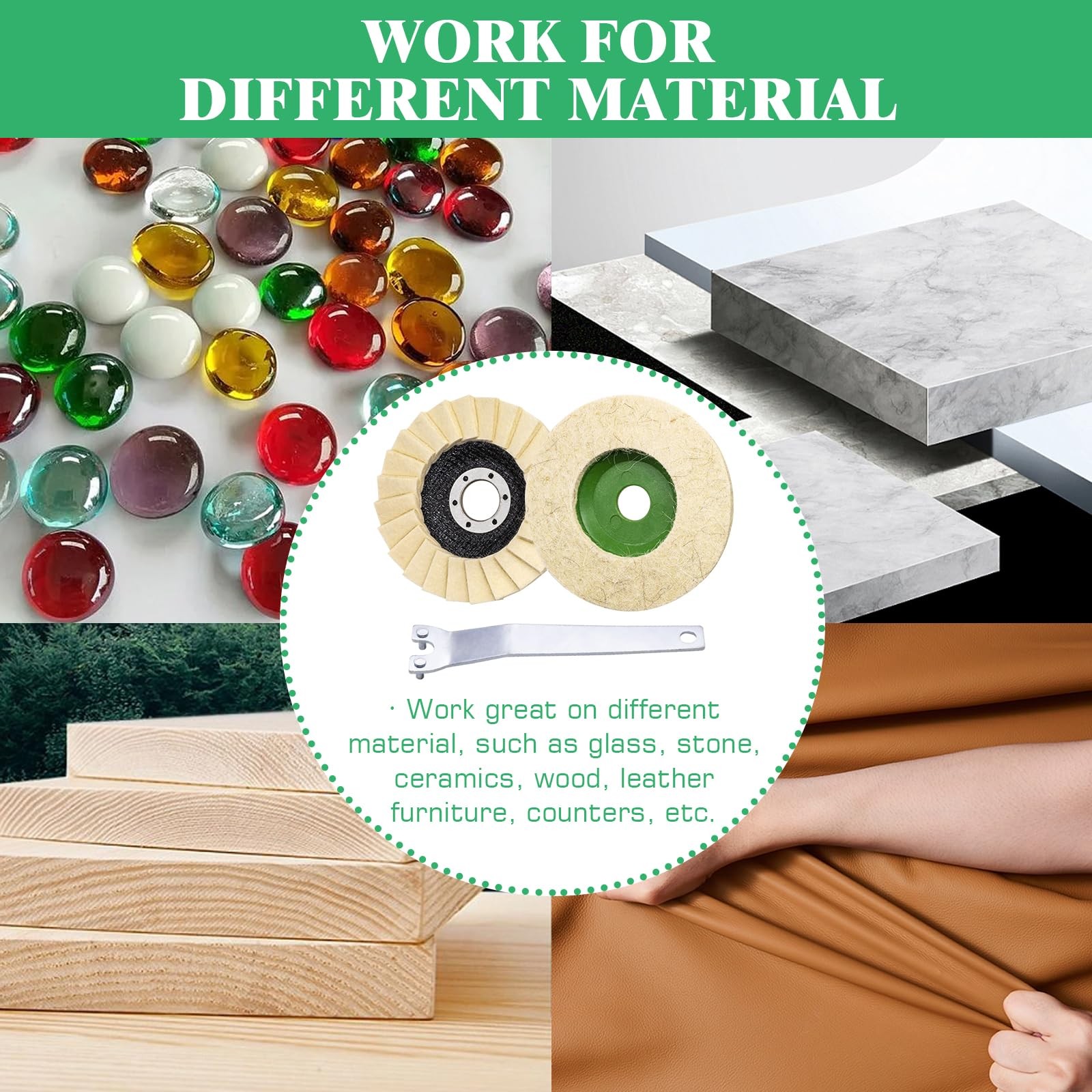 11Pcs Wool Buffing Polishing Wheel Set Contains 4-1/2 x 7/8 Inch Arbor Buffin…