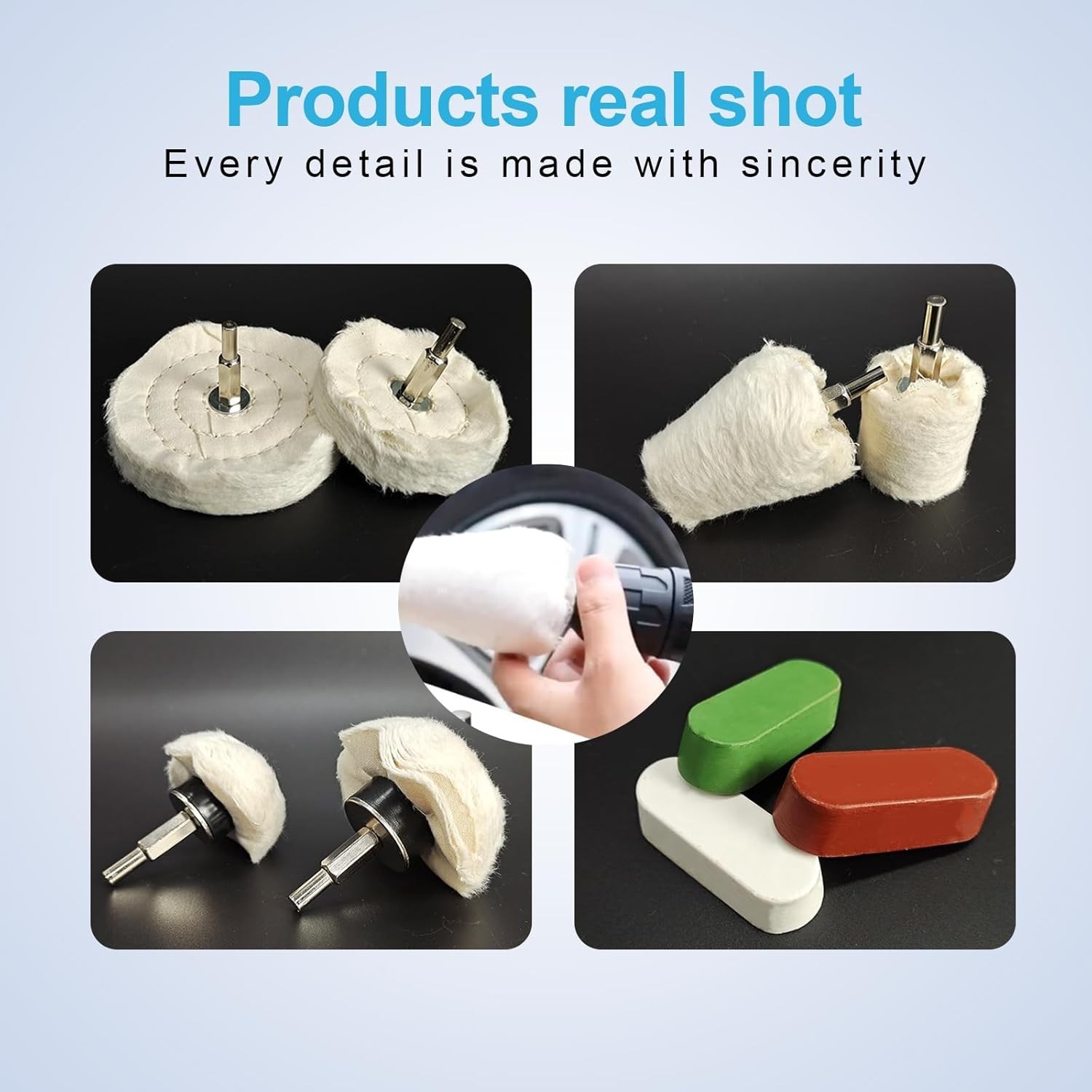 6 Drill Buffing Wheels and 3 Polishing Compounds, Multi-Specification Wheel K…