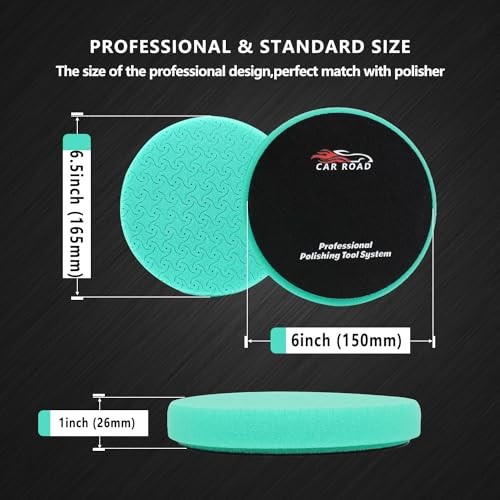 6″ Buffing Polishing Pads Kit – 7 Pcs 6.5″ Backing Plate, Sponge & 6″ (150mm)