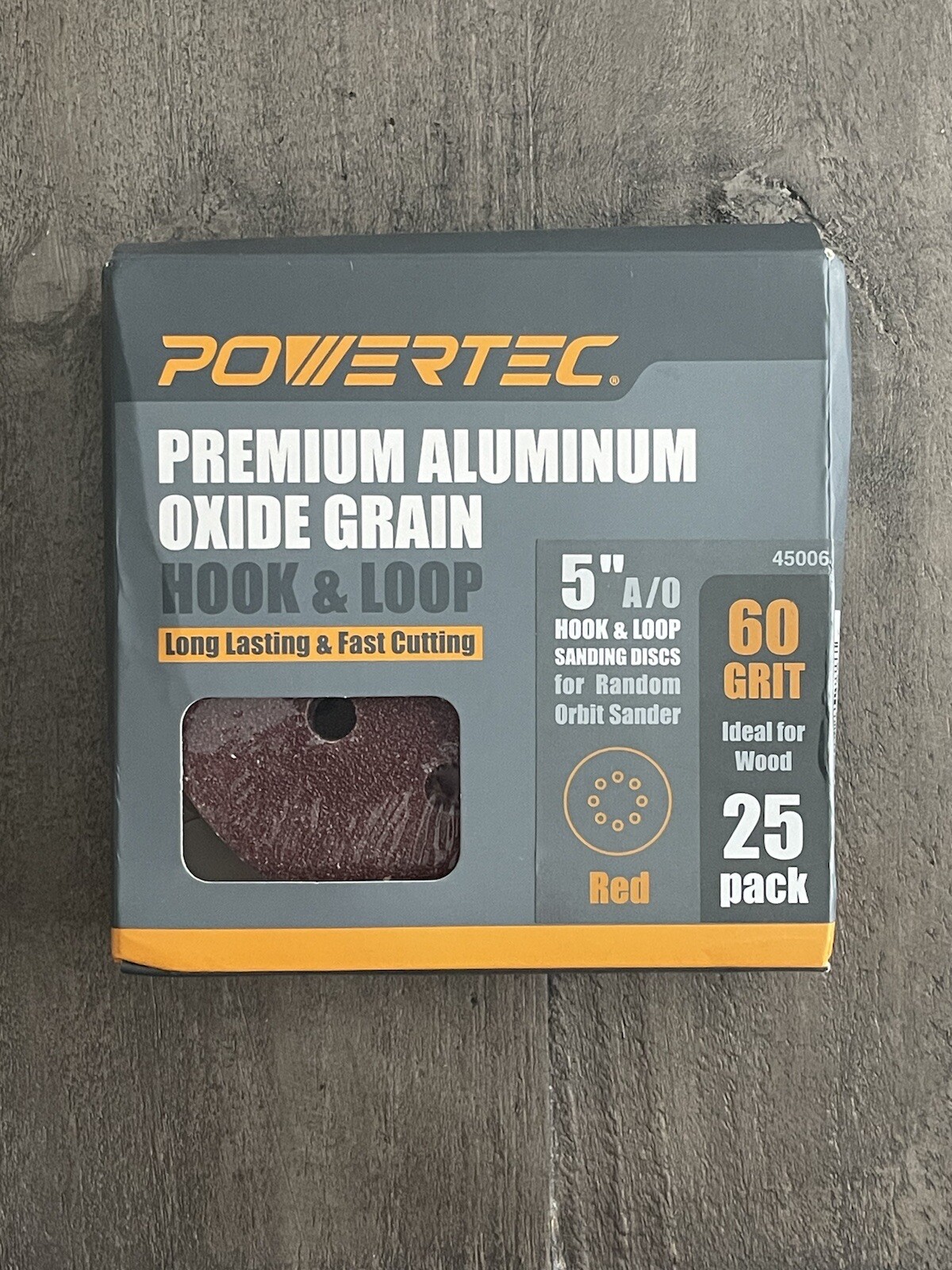25PK Powertec 5” Random Orbit Sanding Discs Premium Aluminum Oxide Grain 60 Grit