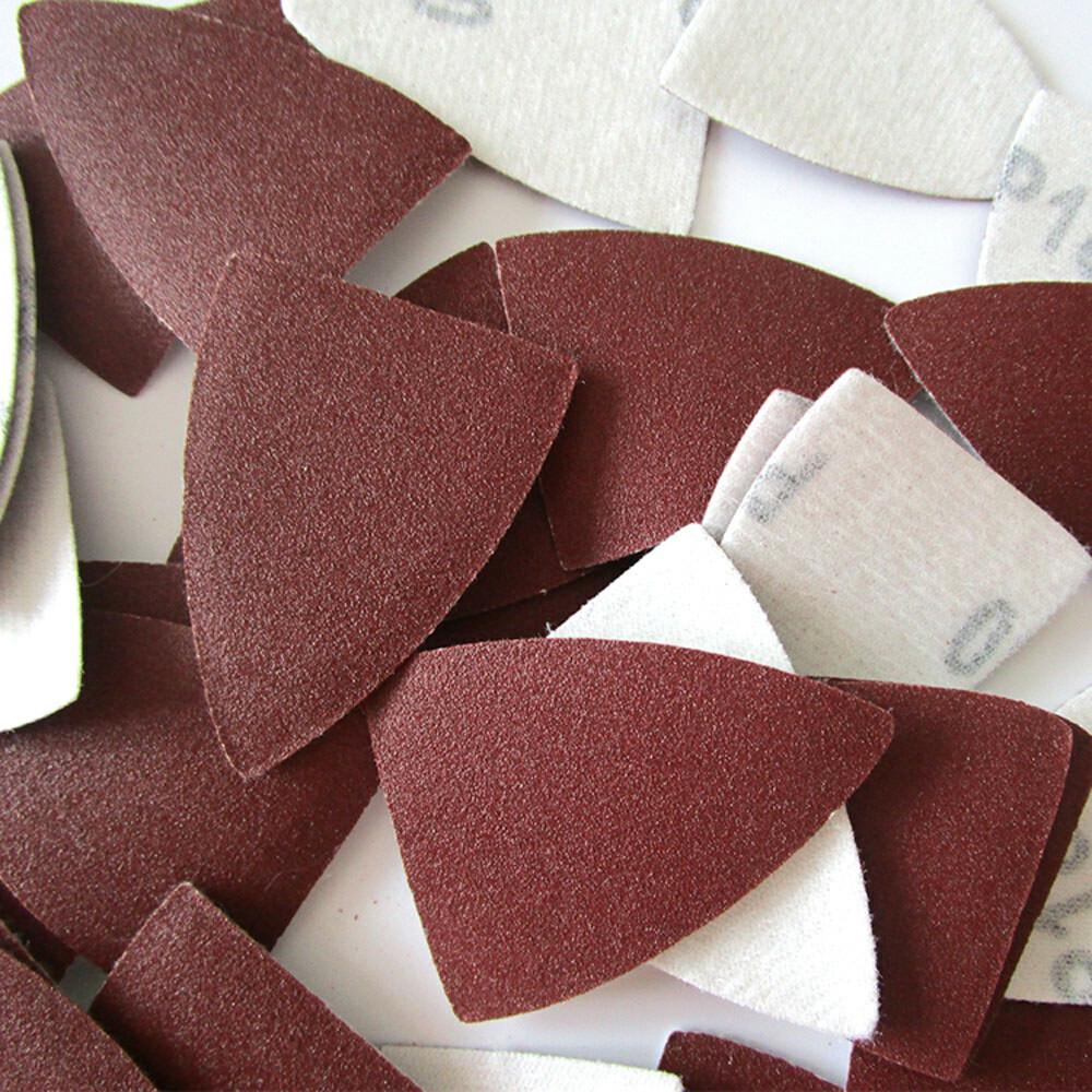 Micro Hook and Loop Sanding Pads Red Triangular Dry Sandpaper Orbital 38x52mm