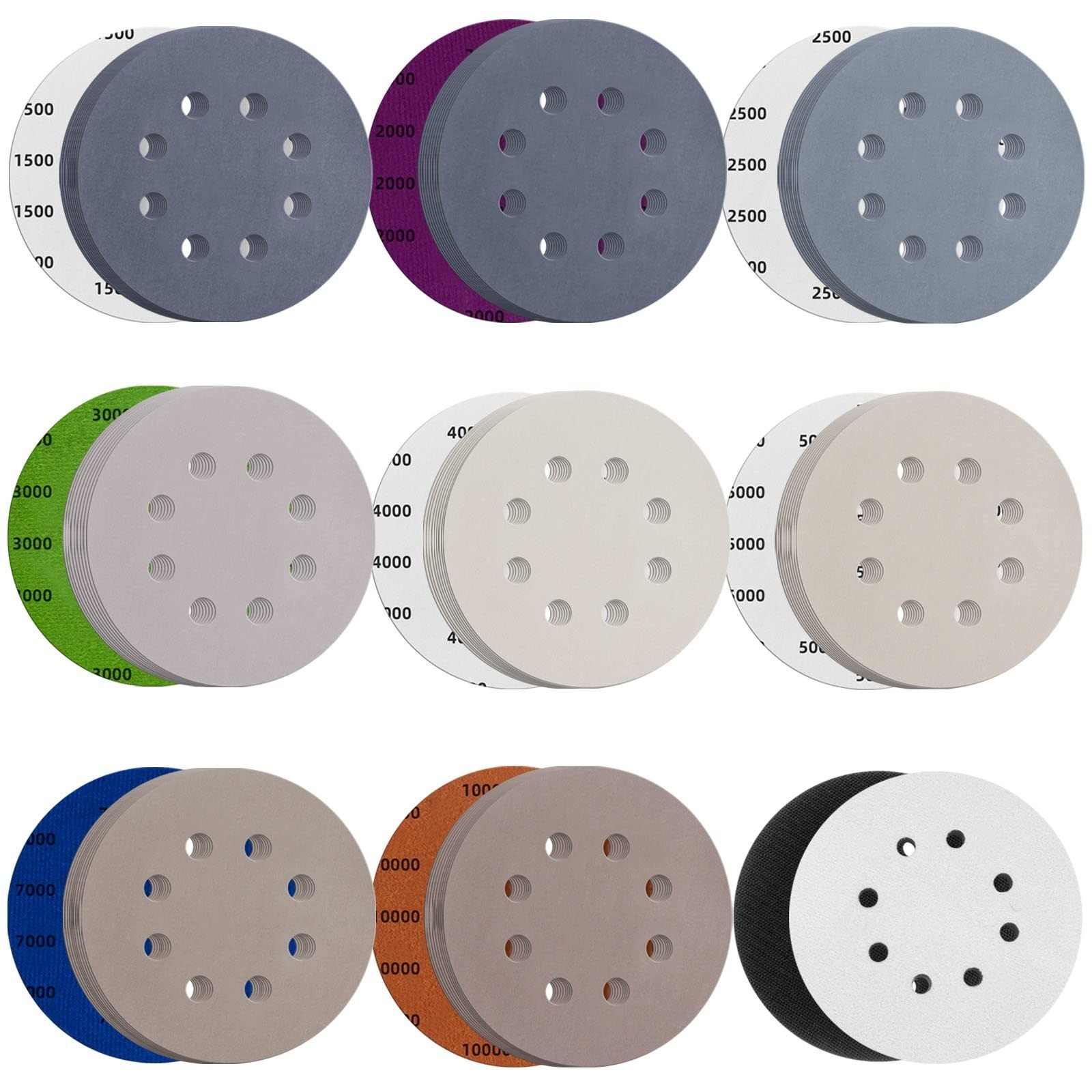 50pcs 9″ Sanding Discs Set – 60 80 120 150 240 Grits for Drywall Sander