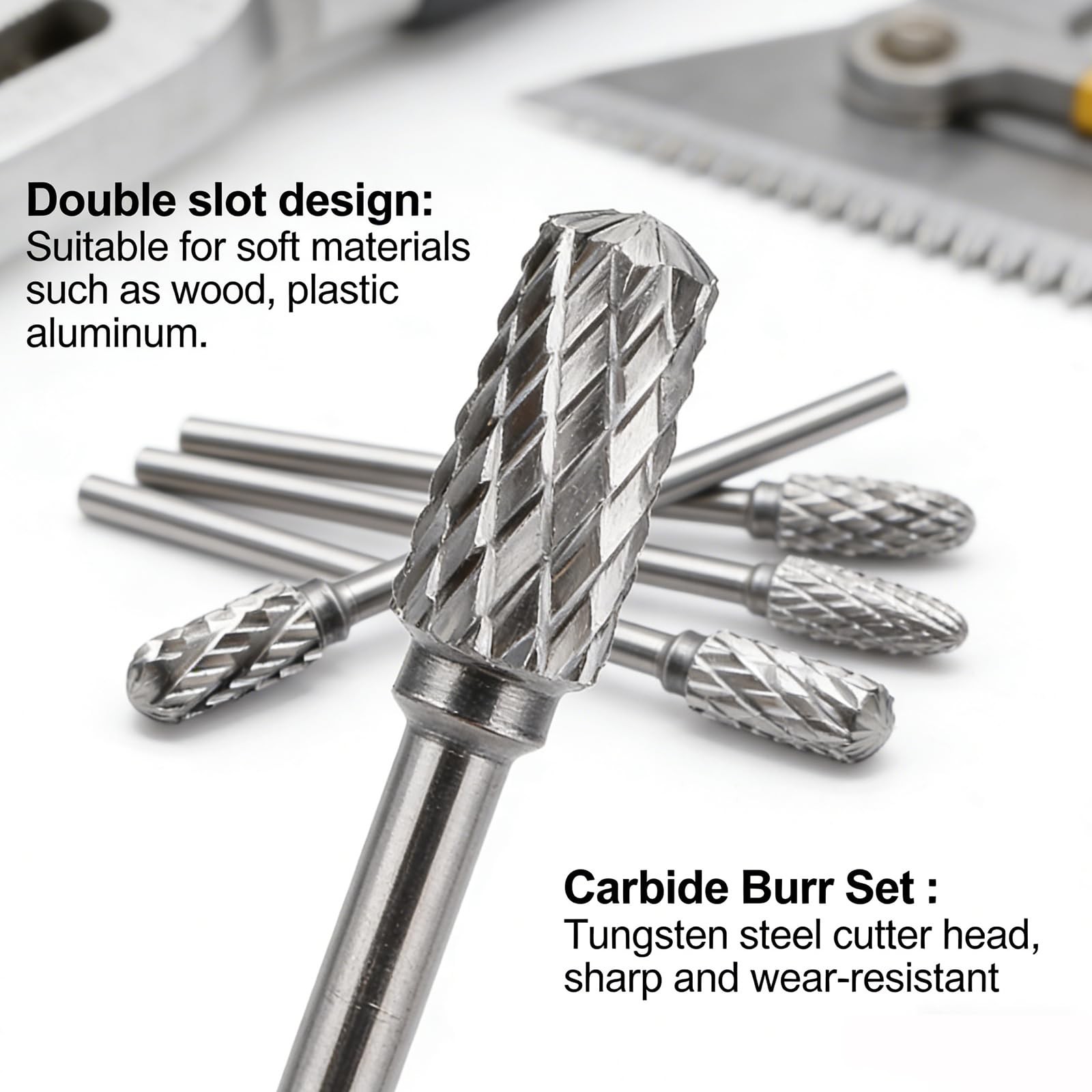 Sunxeke 80PCS Tungsten Carbide Rotary Burr Set with Sanding 3 millimeters