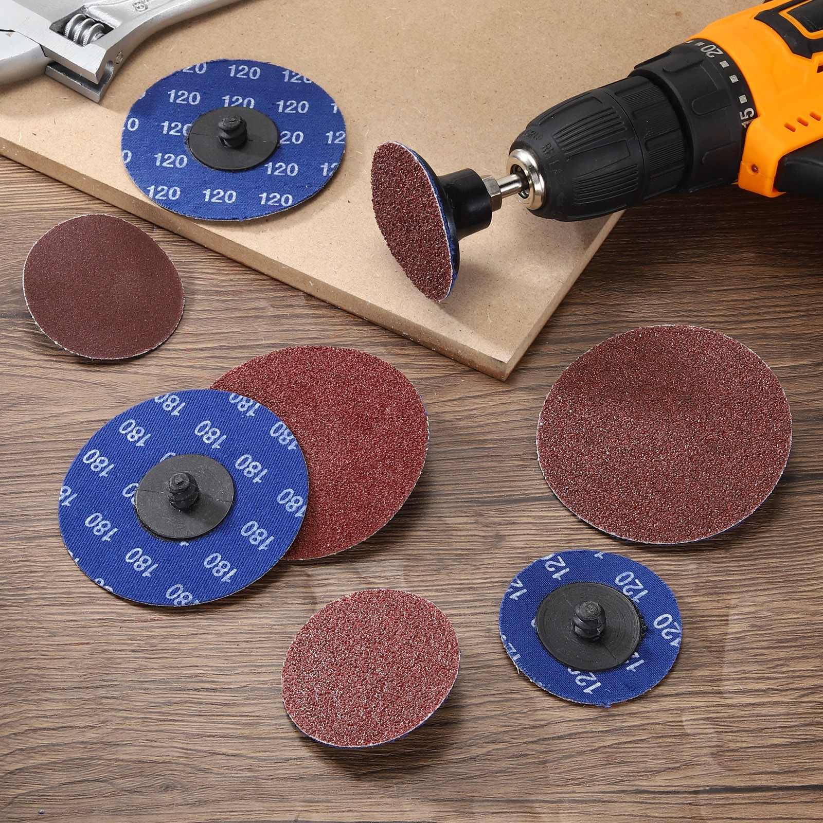 40 Pcs Alumina Sanding Discs 3″, 40/60/80/120 Grit with Sand Discs Pad Holder