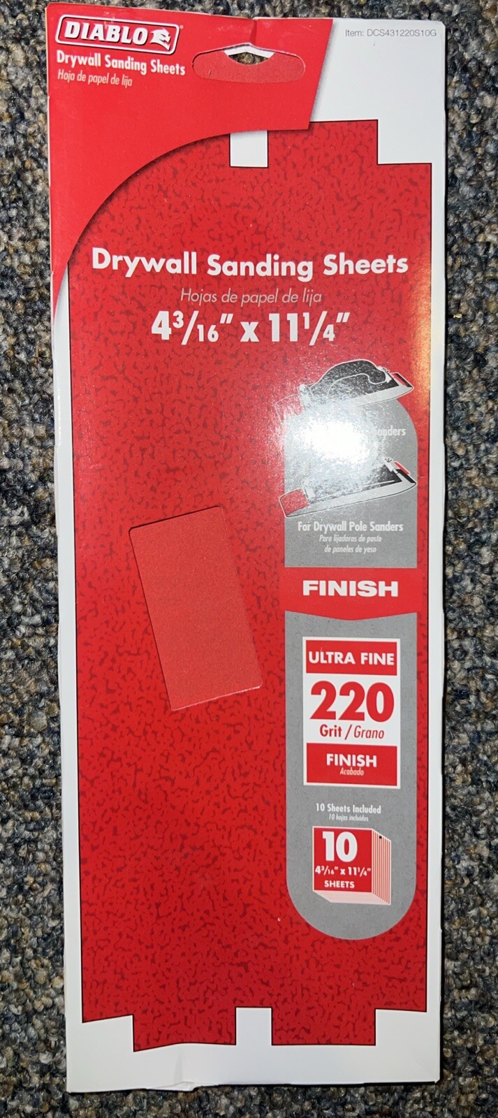 5 Lot Diablo 11-1/4 in L X 4-3/16 W 220 Grit Ceramic Drywall Sanding Sheet 10 pk