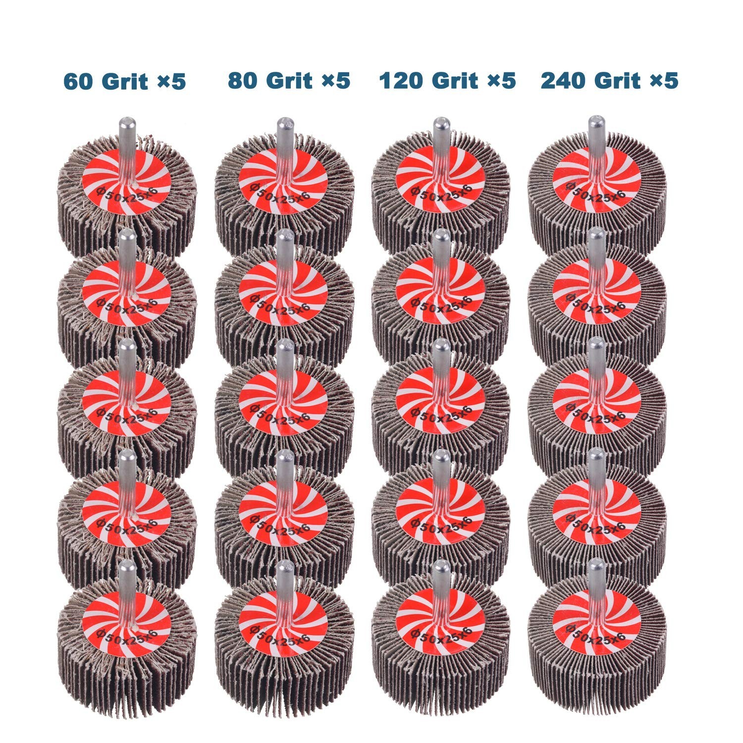 Abrasive Flap Wheel Sander Set 20 Pack Drill Flap Wheels for Metal Wood