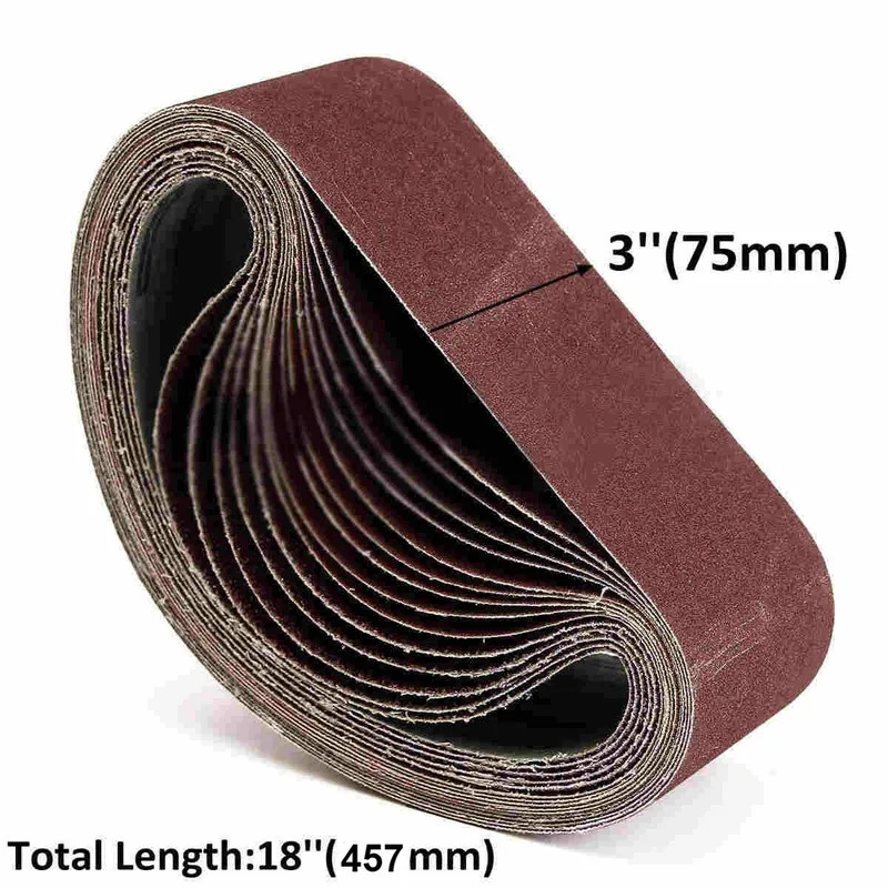 10PCS Sanding Belt 75x457mm 40-1000 Grit Aluminum Oxide Sander Tool Wood Metal