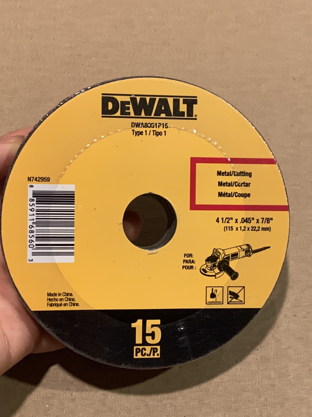 New 15 PCs Dewalt DWA8051 4-1/2″ x .045 x 7/8″ Metal Cutting Wheels