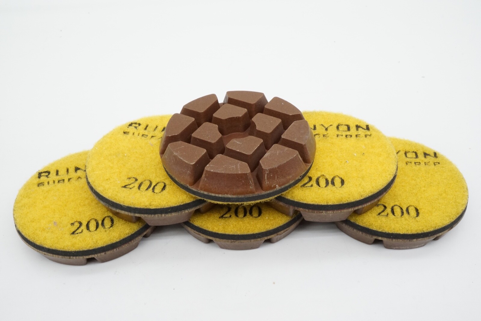 New Pack of 6 Genuine OEM Runyon 200 Grit RSP 3″ Race Resin Pad RUTYPC30200