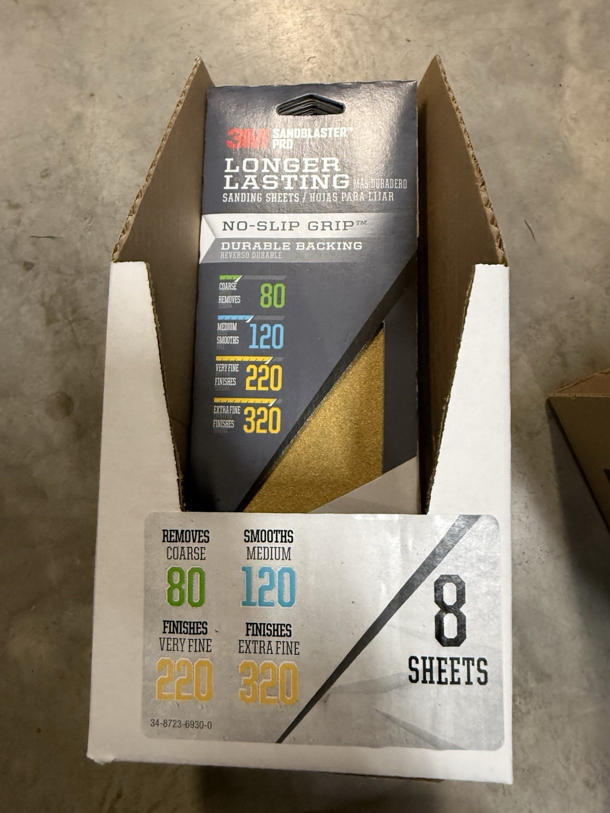 8 PACKS OF 8 3M SANDBLASTER PRO LONG LASTING SANDING SHEETS – MULTI PACK.