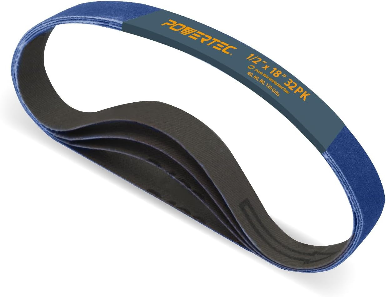 1/2 X 18 Inch Sanding Belts, 32PK, 8 Each of 40/60/80/120 Grit