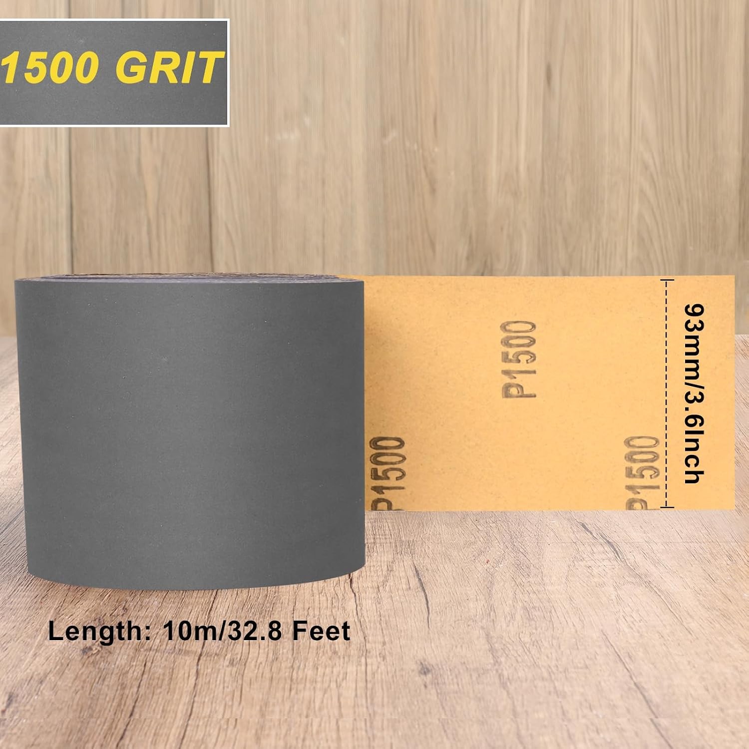 Shineboc 1500 Grit Sandpaper Roll, 3-2/3″ Wide 11 Yard Wet 3.6 inch, Black