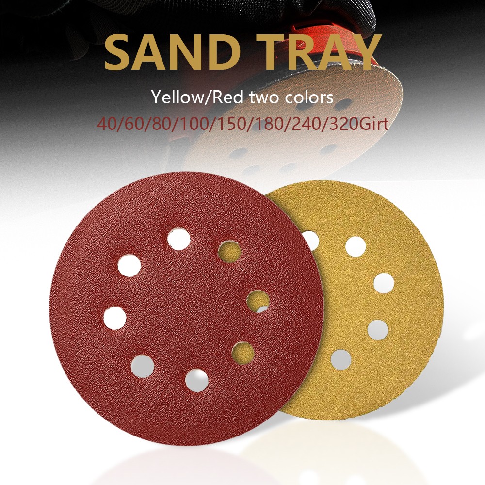 100-PACK 5/6 inch Sanding Discs 8-Hole Hook Loop Sander Orbital Sandpaper 40-800