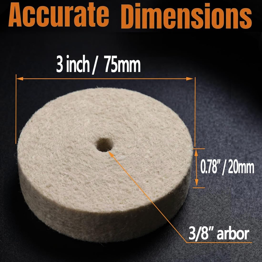 5 Pcs 3” Compressed Wool Felt Buffing Polishing Wheels