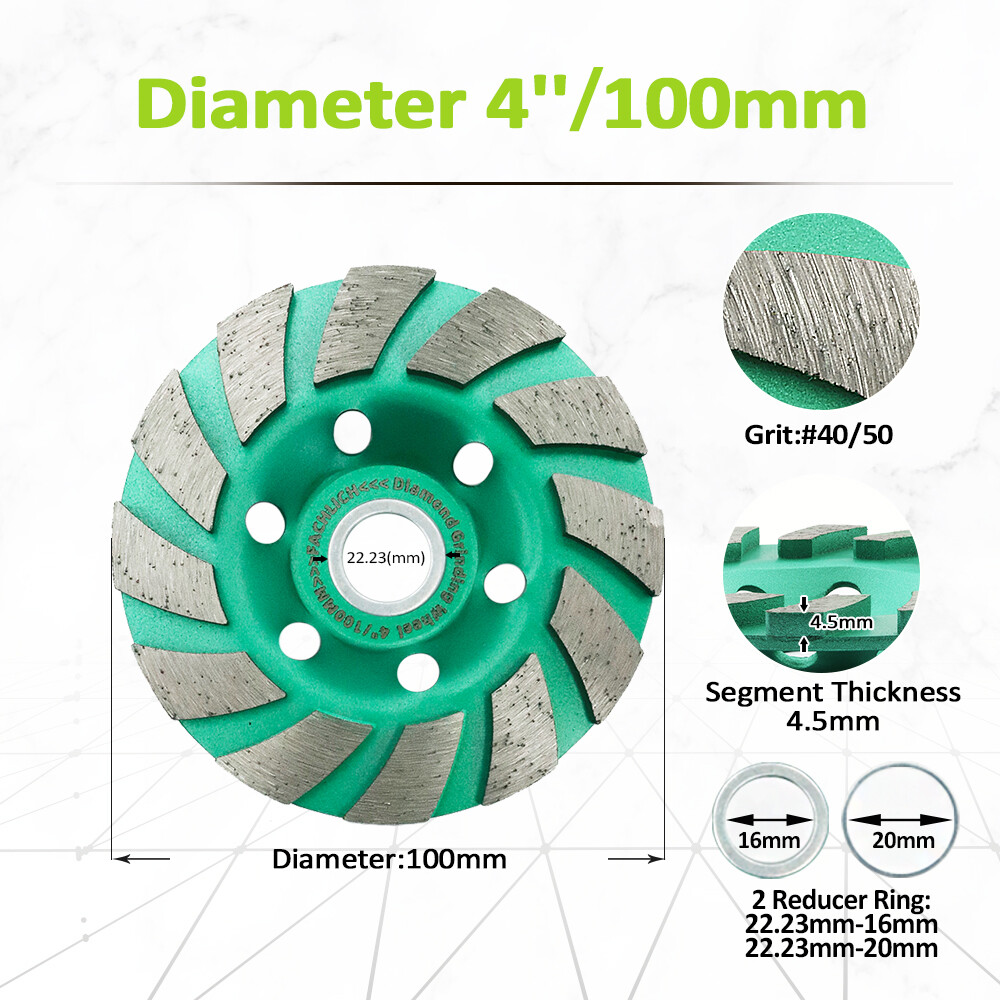 Diamond Grinding Wheel Turbo Row Sanding Disc for Concrete Granite 4″/4.5″/5″