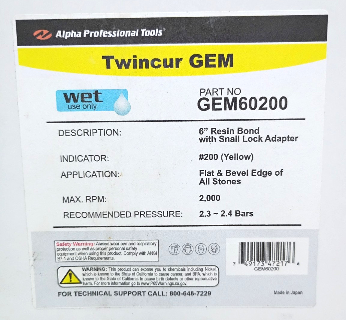 Alpha Professional Tools Twincur Gem Part No. GEM60200 Polishing Disc 6′