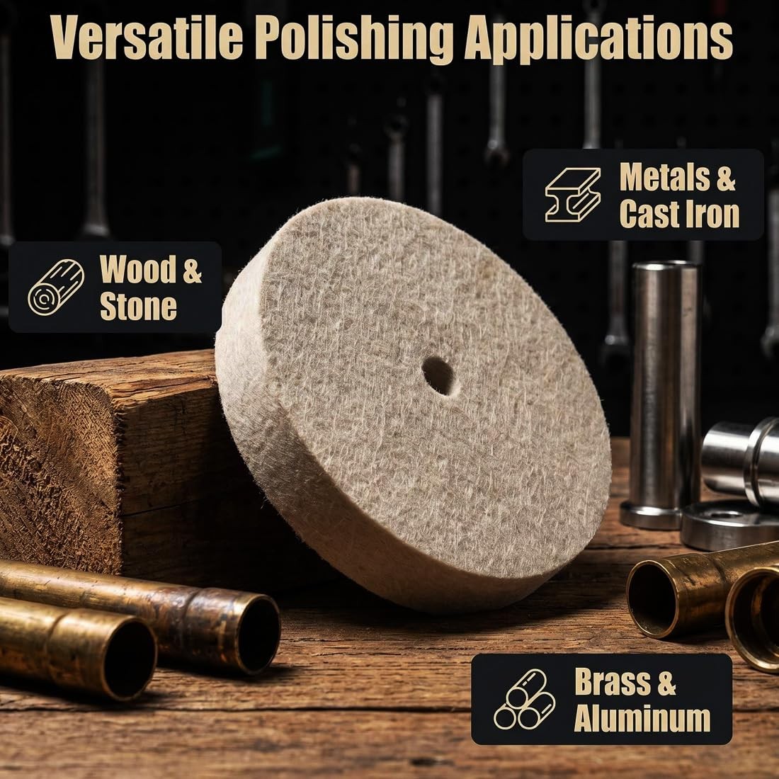 5 Pcs 3” Compressed Wool Felt Buffing Polishing Wheels