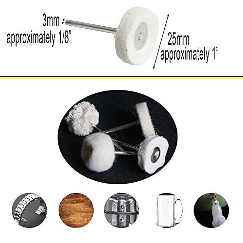 Polishing Buffing Wheel Set, Cotton Mounted 3mm Shank for Rotary Tools 50 Pieces
