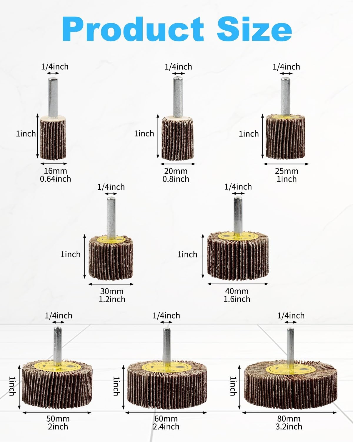 1/4″ 80 Grit Abrasive Flap Wheel Sander – 96 Set
