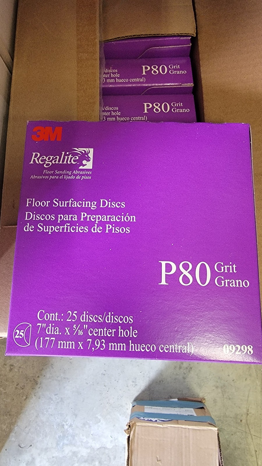 3M Regalite Floor Surfacing Discs, P80 Grit, 25 Discs, 7″ dia. x 5/16″ (09298)FS