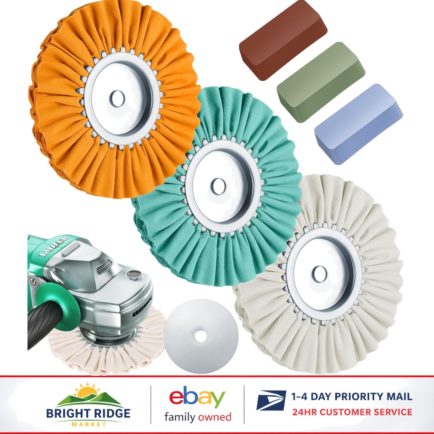 8 Inch Buffing Wheels Polishing Kit for Angle Grinder with Aluminum Compound