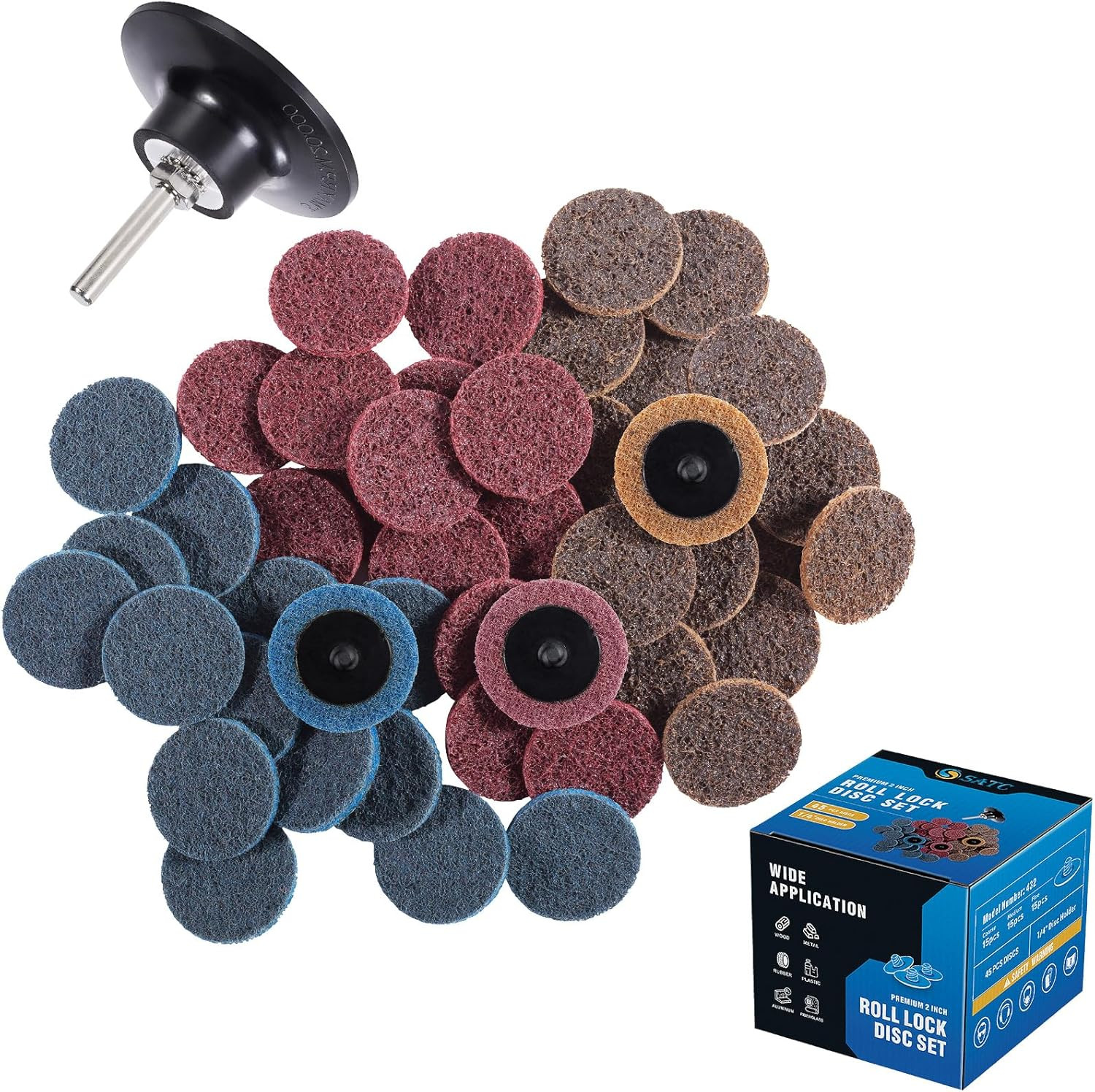 46PCS Sanding Discs 2 Inch Roll Lock Quick Change Discs 1Pcs 1/4” Holder Surfac