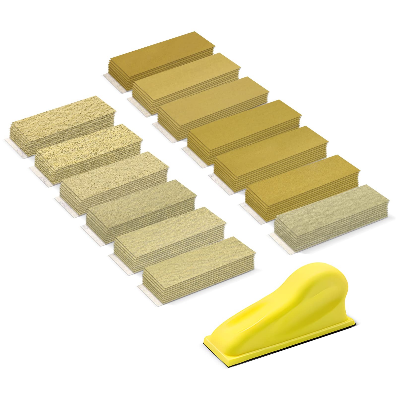 3.5″x1″ Detail Hand Sanding Block and 130Pcs Sandpaper Assortment