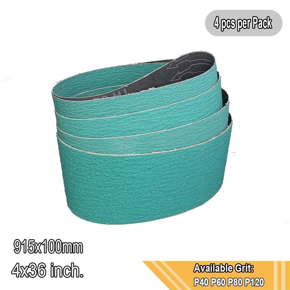 4 Pieces Zirconia Sanding Belts 4x36in Knife Grinding P40 P60 P80 P120 915x100mm