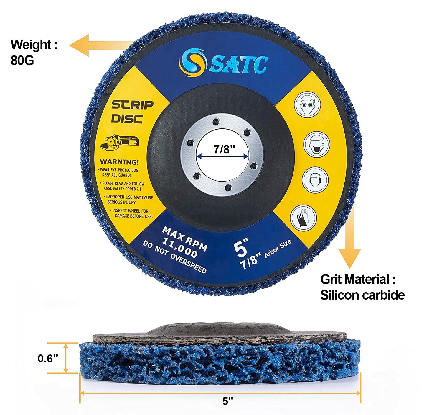 5PCS 5″ x 7/8″ Blue Strip Clean Disc Paint Stripping Rust Removal Sanding Wheels