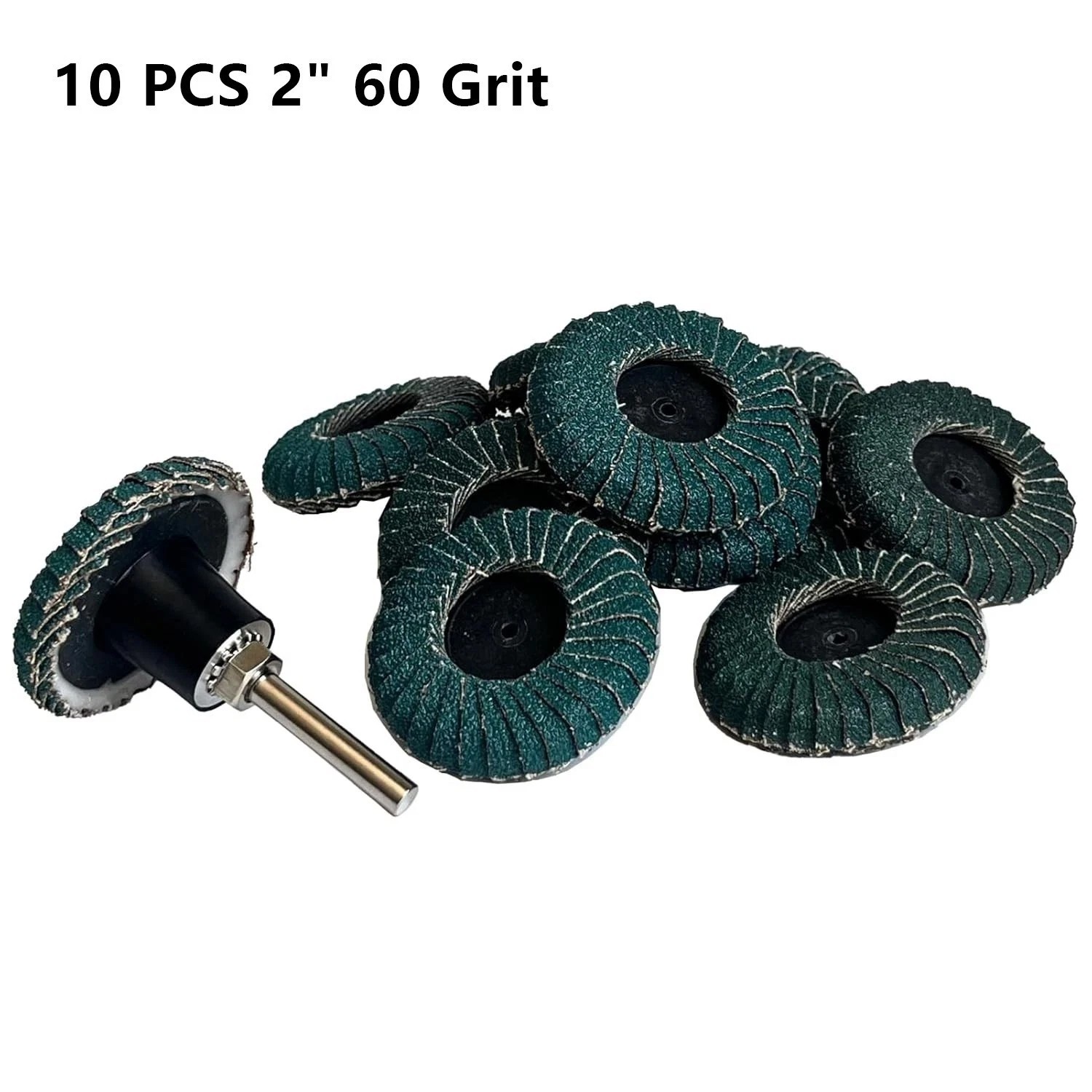 10 PCS 2″ 40 Grit Curved Flap Discs with 1/4″ Holder for Die Metal Wood Grinding