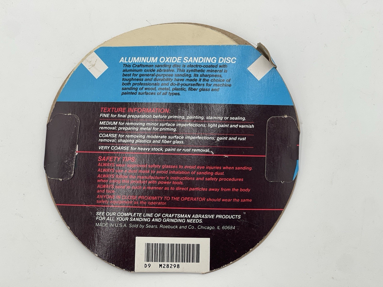 Vintage Sears Craftsman Aluminum Oxide Sanding Discs, Medium And Fine Grit, USA
