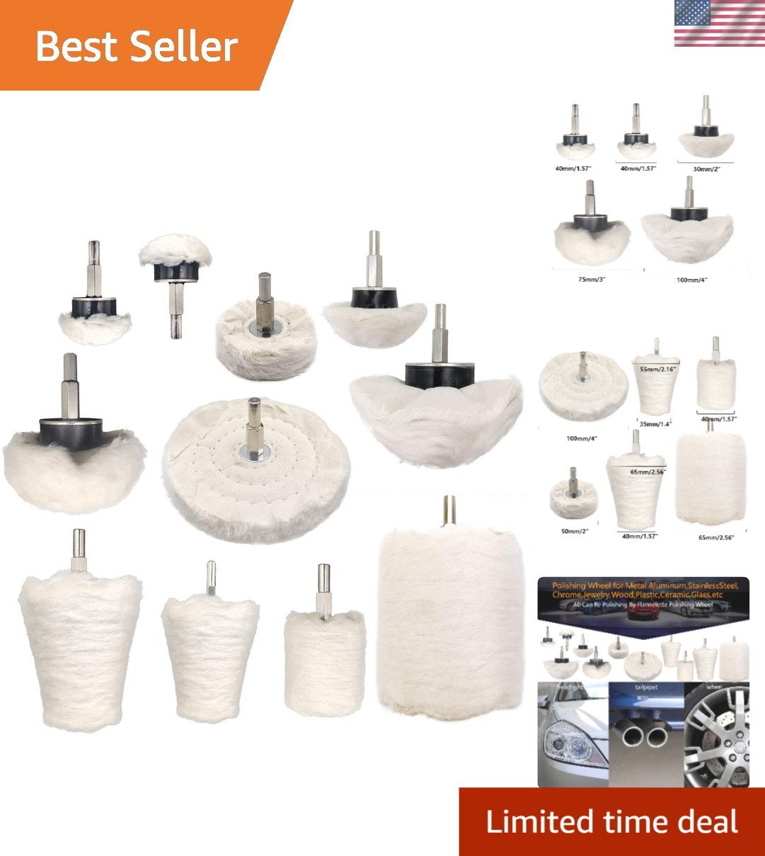 Extra Fine Grit Buffing Wheel Set – 11-Piece Polishing Tools for Electric Drills