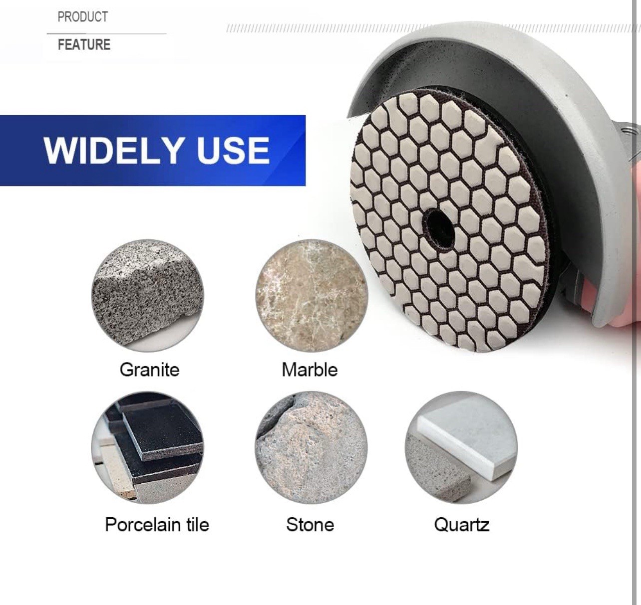 SHDIATOOL Dry Diamond Polishing Pads 4 Inch Set of 7 Pieces Plus an Alu Backe