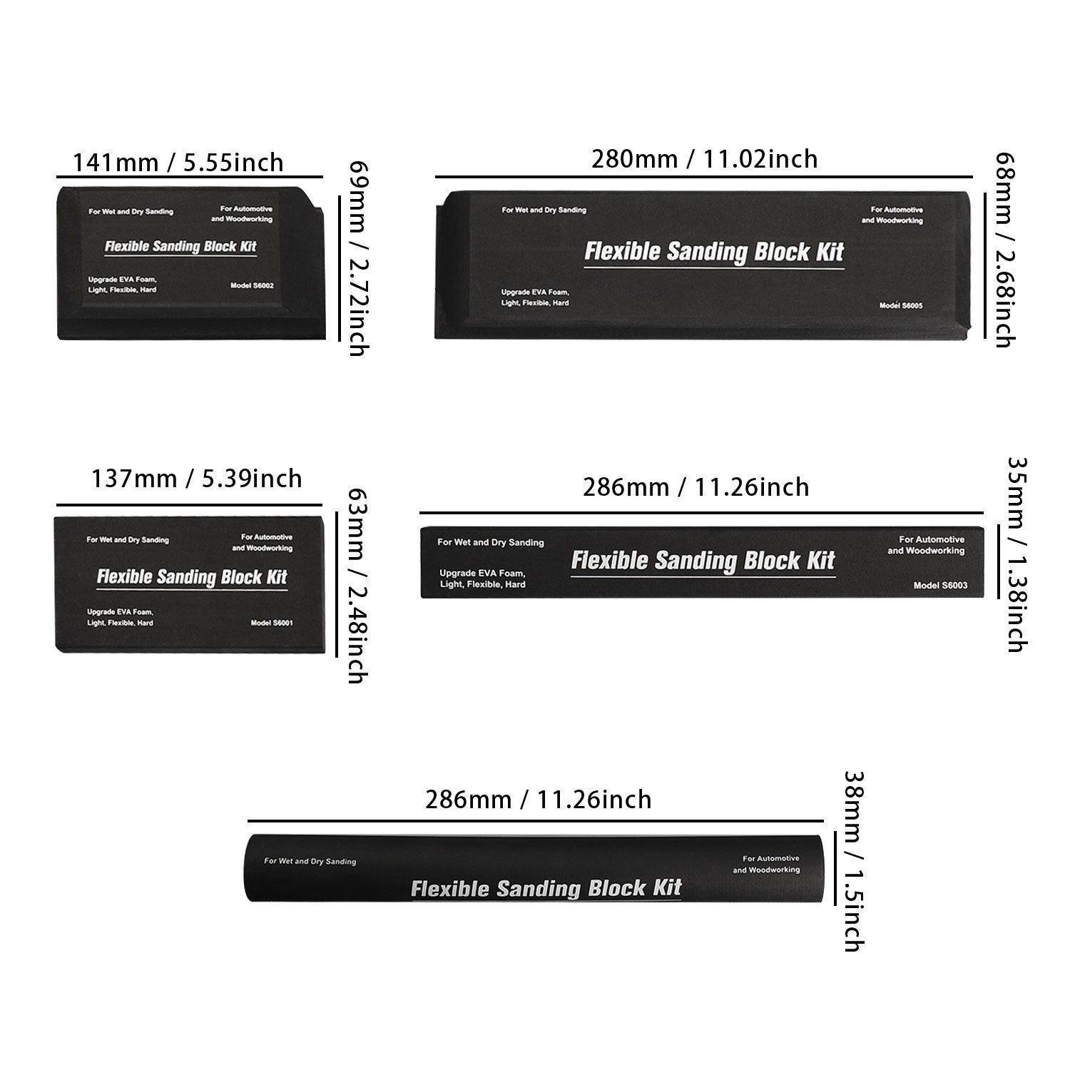 12Pcs Wet Dry EVA Foam Sanding Block Flexible Auto Body Grinding Polishing Kit