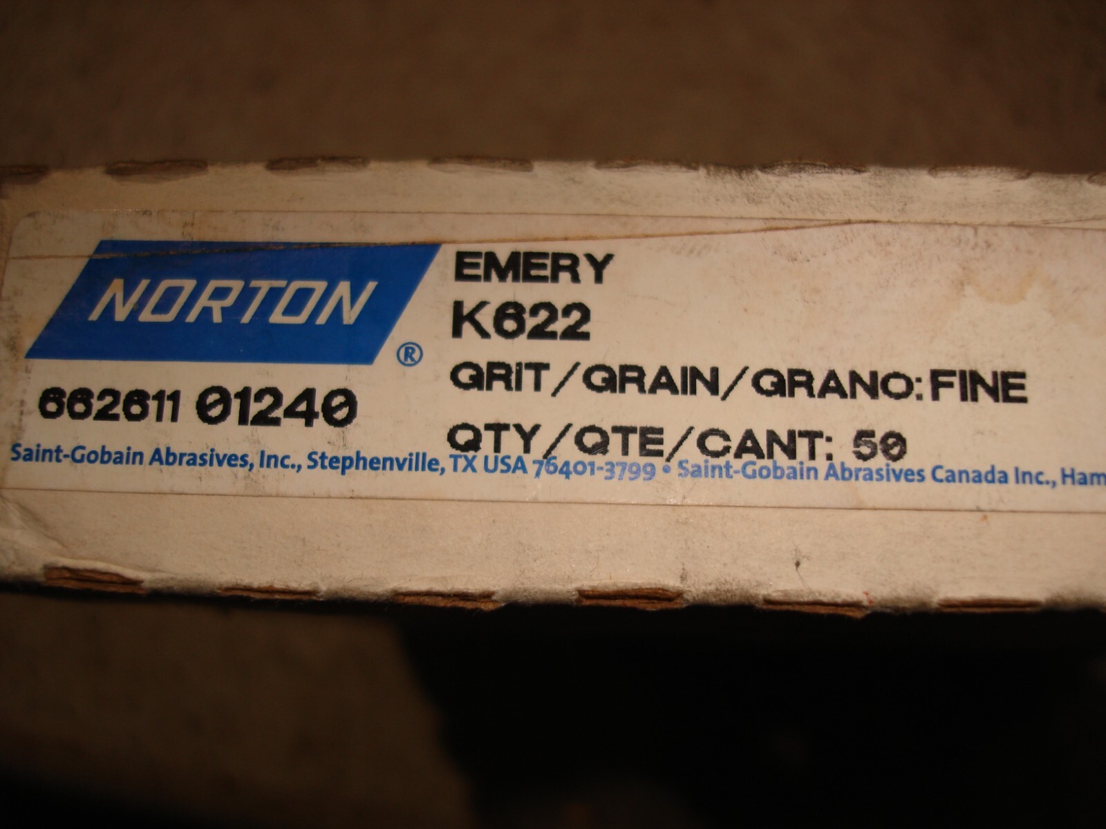 Norton Abrasives 66261101240 K622 FINE G Emery Cloth 9” X 11” Sanding Sheet (50)