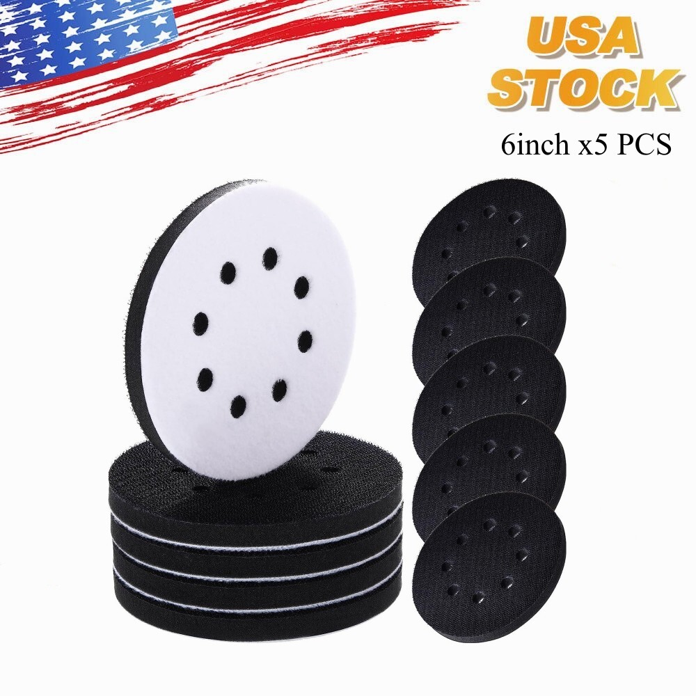 6 Inch 8 Holes Soft Interface Pads Hook +Loop Sponge Cushion Buffer Backing Pad