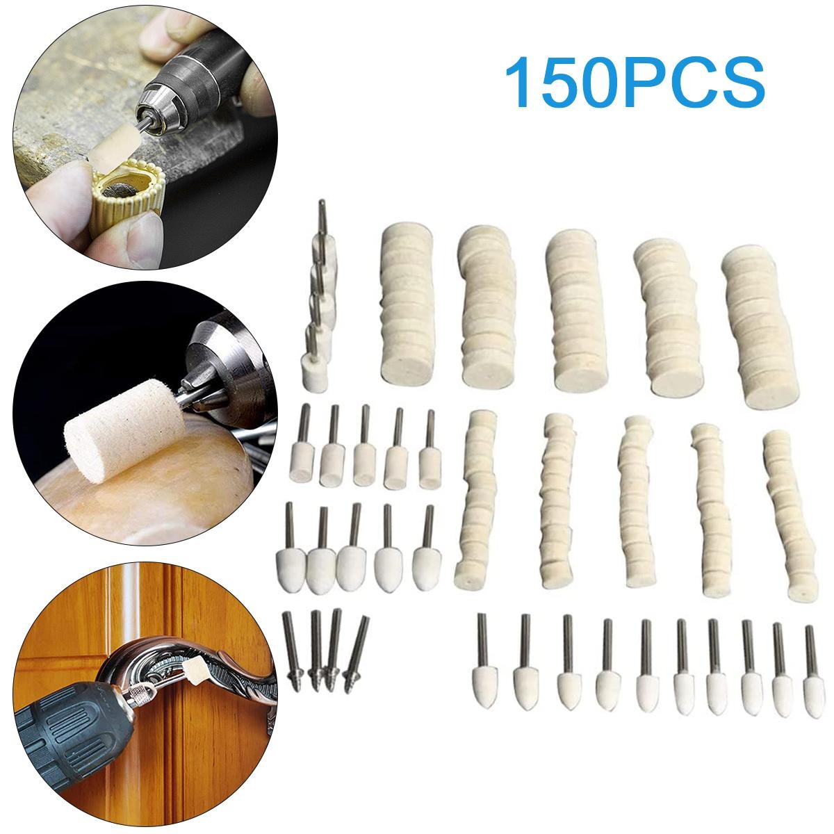 Metal Surface Polishing Tool Set with 129PC Wool Felt Polishing Wheels