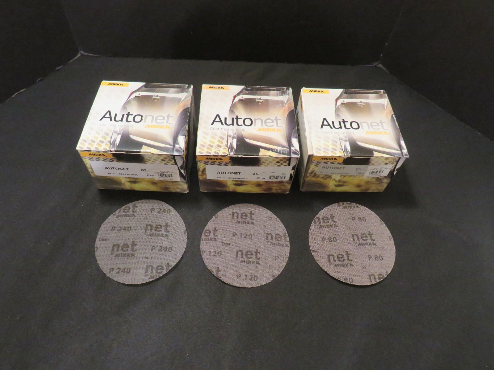 3 5″ Sanding Mesh Discs 30 P80, 40 Pc P120,45 Pc P240 Paint Dust Extraction
