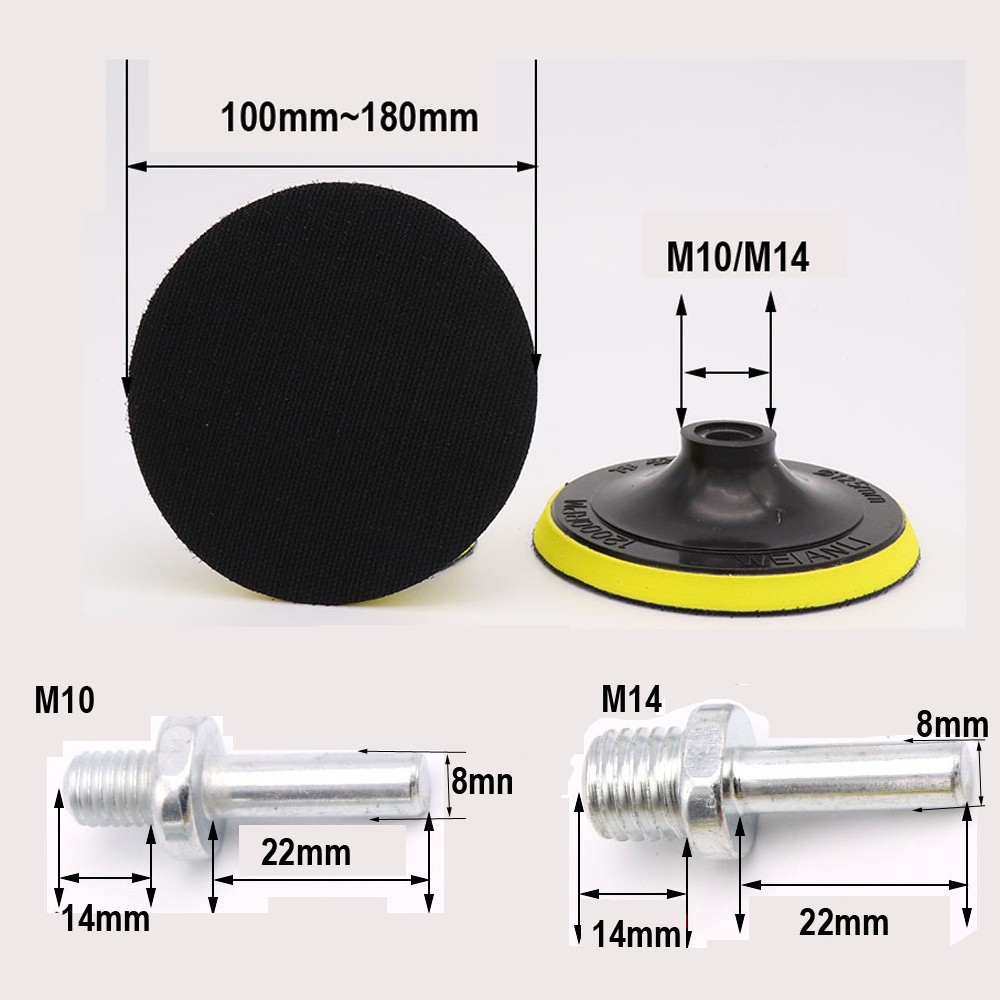 M10/M14 100-180mm Self-adhesive Hook Loop Backing Plate Sanding Disc Buffing Pad