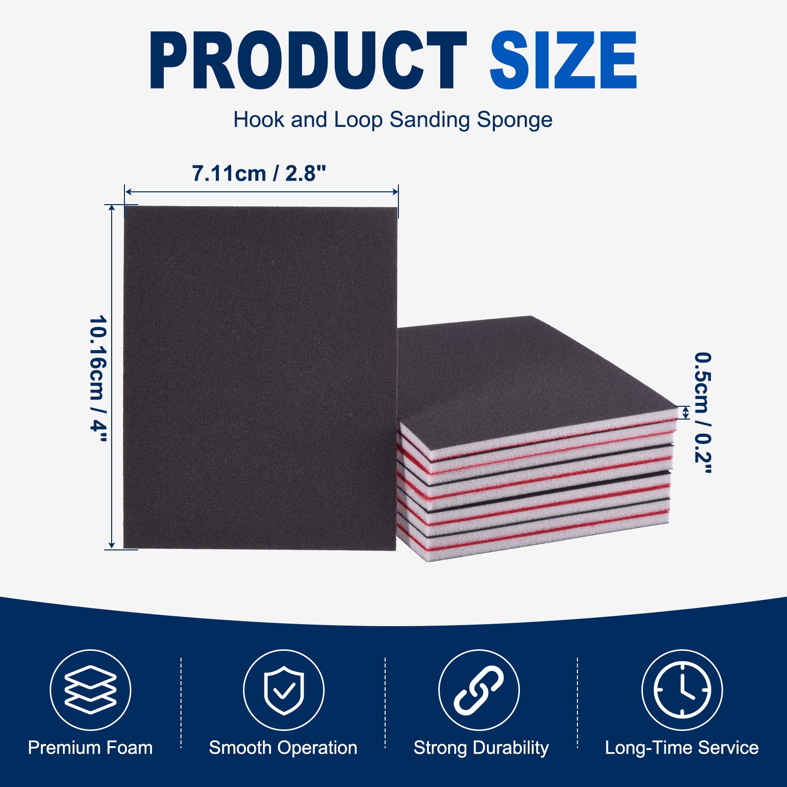 28 Pcs 100-400 Grit 4 x 2.8 Inch Hook & Loop Foam Sanding Blocks, Black