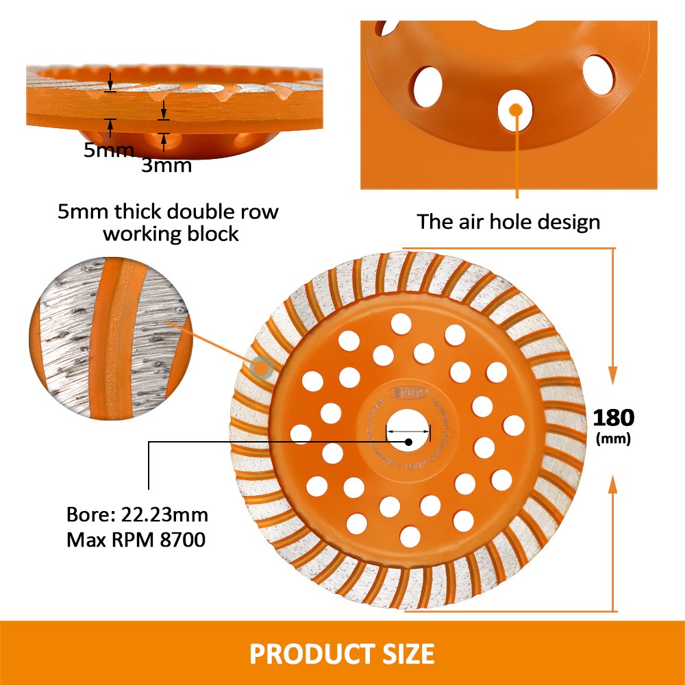 1pc 4/4.5/5/7″ Diamond Turbo Grinding Wheel Marble Granite Concrete Sanding Disc