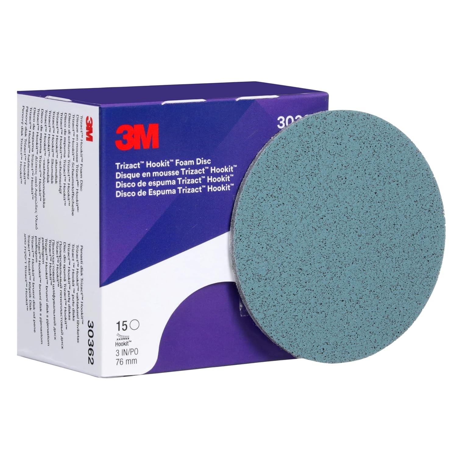 Trizact Hookit Foam Disc, 30362, 3 in, P5000, 15 discs per carton …