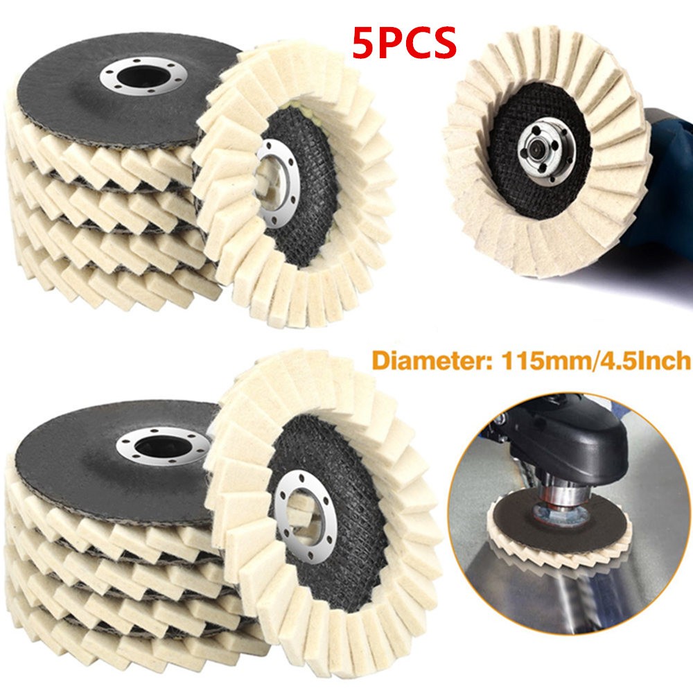 4.5 Inch Wool Polishing Wheel Set 5 Pack Felt Buffing Pad For Drill