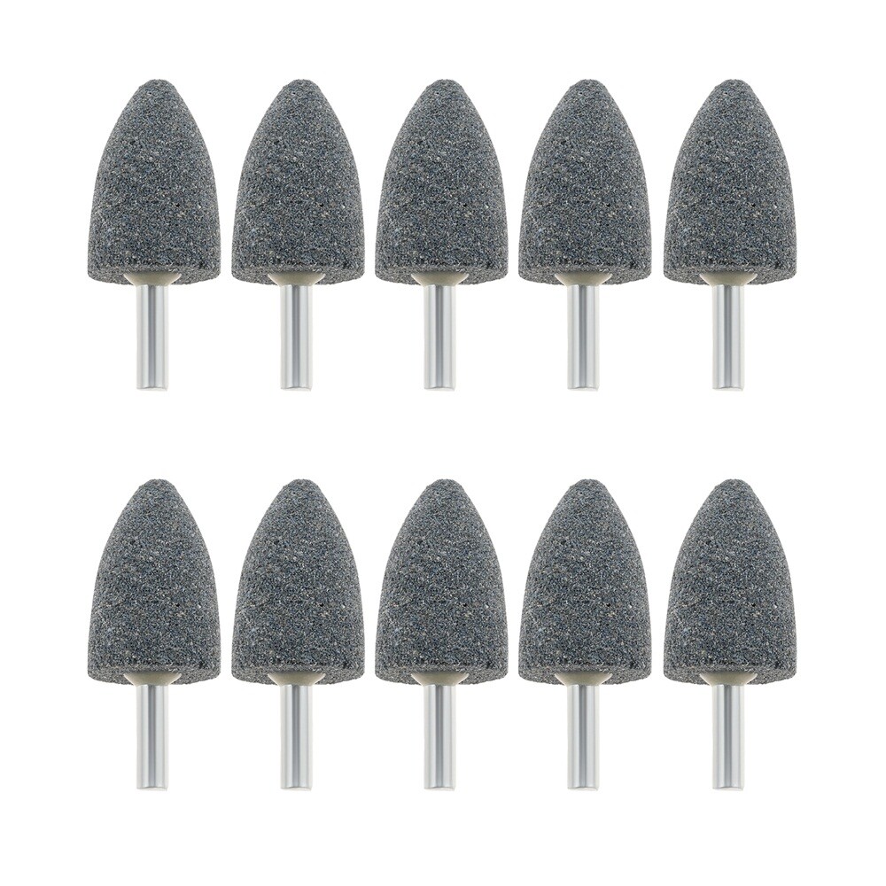 10PC Cone Shape Grinding Stones25mm Aluminium Oxide Fit Electric Rotary Tool